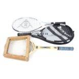 Three tennis rackets,