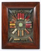 An Eley Bros Ltd, London glazed cartridge and metallic ammunition advertising board,