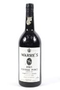 A bottle of Warre's & Co 1983 vintage port, bottled 1985,