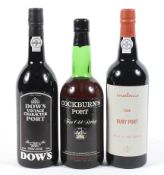Three bottles of port including Churchills Club Ruby Port, and more