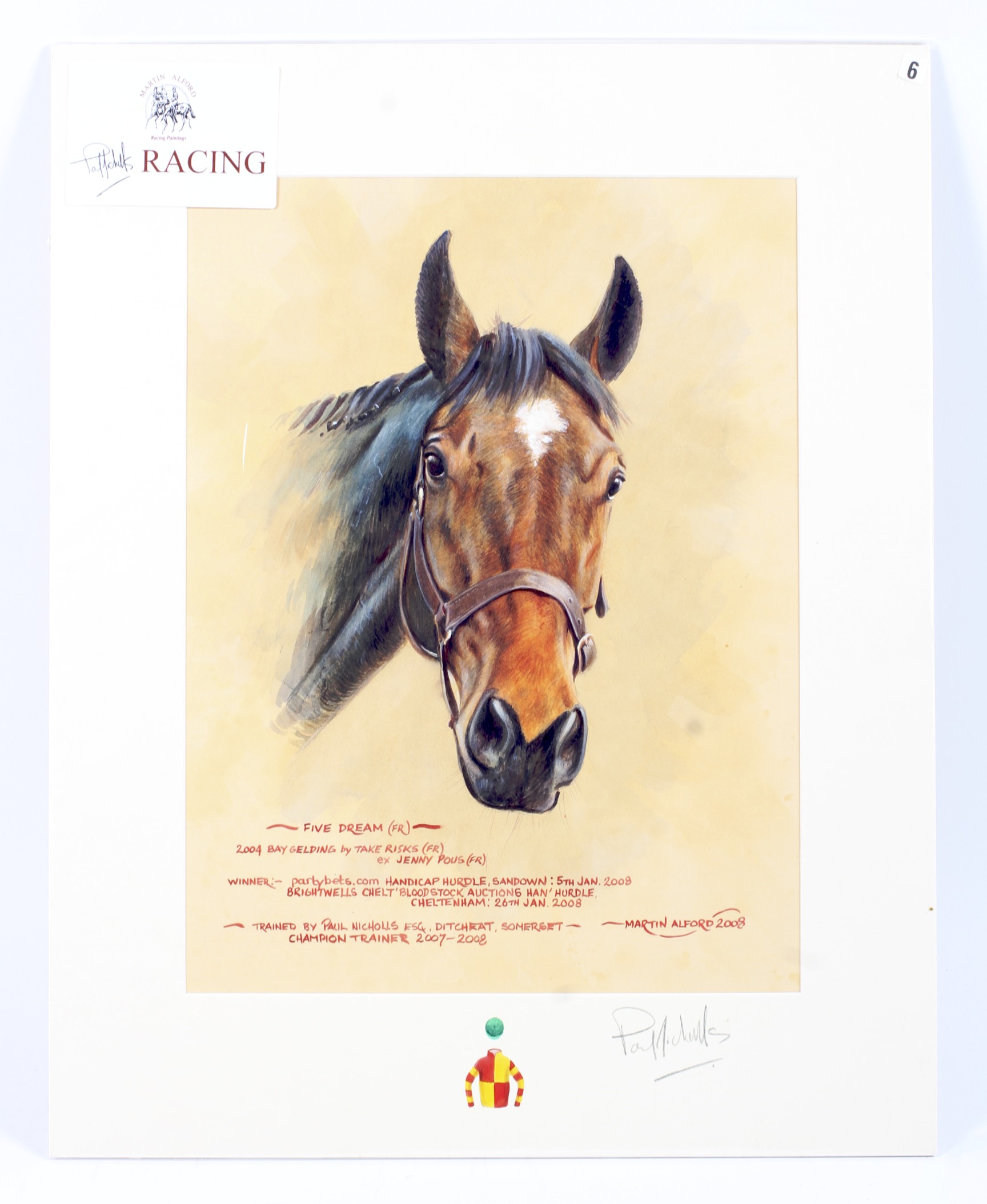 Martin Alford, a signed and dated watercolour depicting the racehorse 'Five Dream',