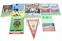 A collection of England football programmes and related ephemera,
