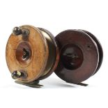 Two early 20th century wooden sea fishing reels,