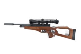 A Brocock (contour) 177 PCP air rifle with sound moderation and 3-4x40 scope.