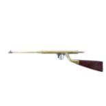 An unusual homemade vintage brass air rifle, with wooden stock, 108cm long.