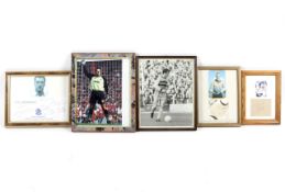 A collection of five vintage photographs of footballers,