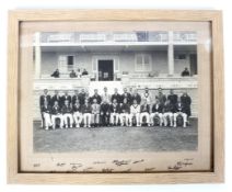 A signed photograph of the "Australian tourists" cricket team, 1938, at Downside College,