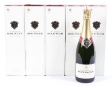 Five bottles of Bollinger Champagne special cuvee brut, each in original box,