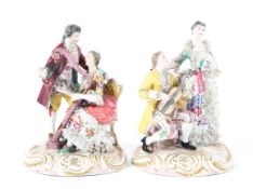 Two late 19th century Meissen-style porcelain groups,