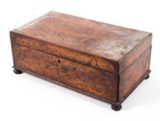 A 19th Century burr walnut lidded box converted to an art box complete with assorted inks etc.