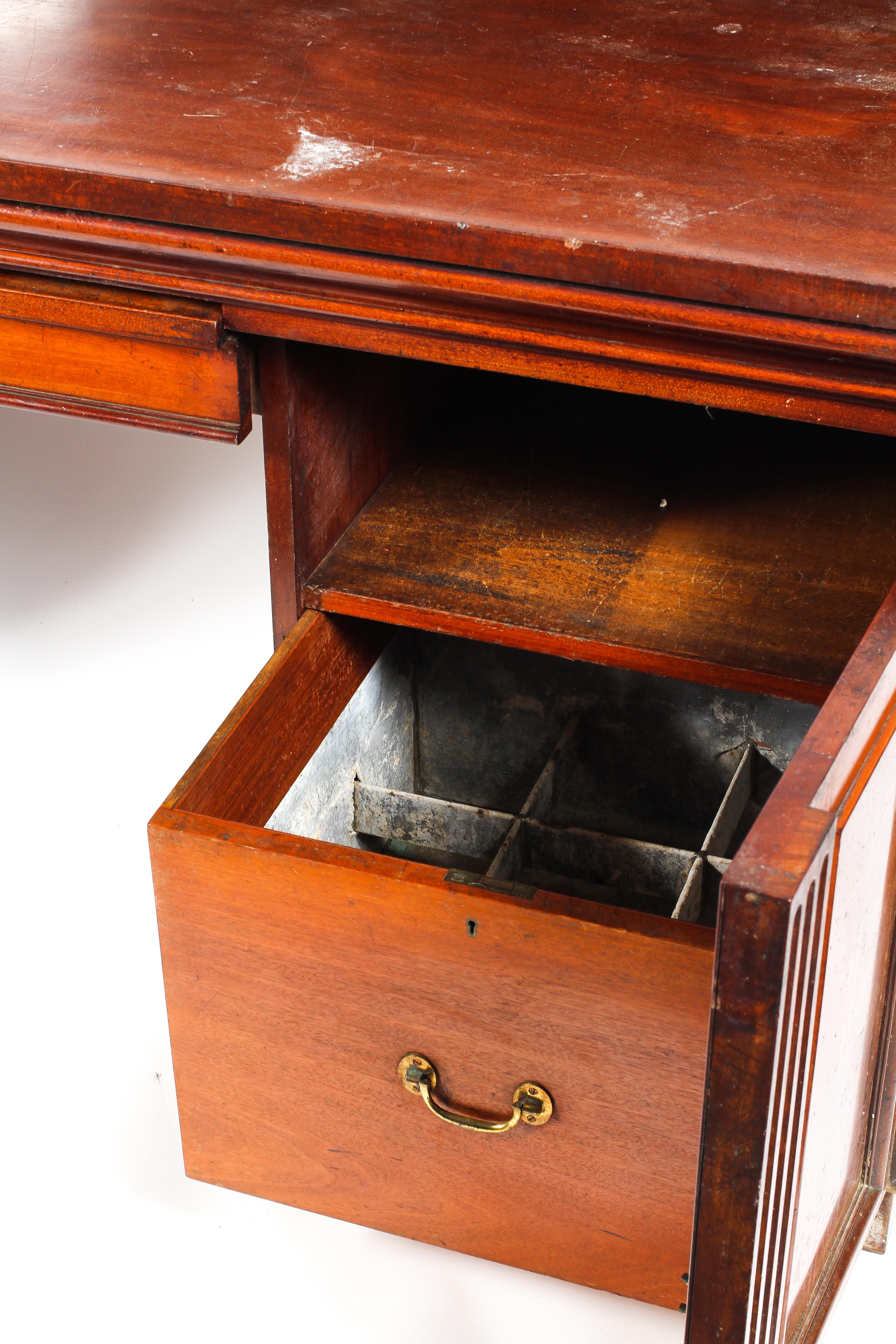 A Victorian mahogany pedestal sideboard with gallery back and central frieze drawer flanked by two - Image 2 of 3