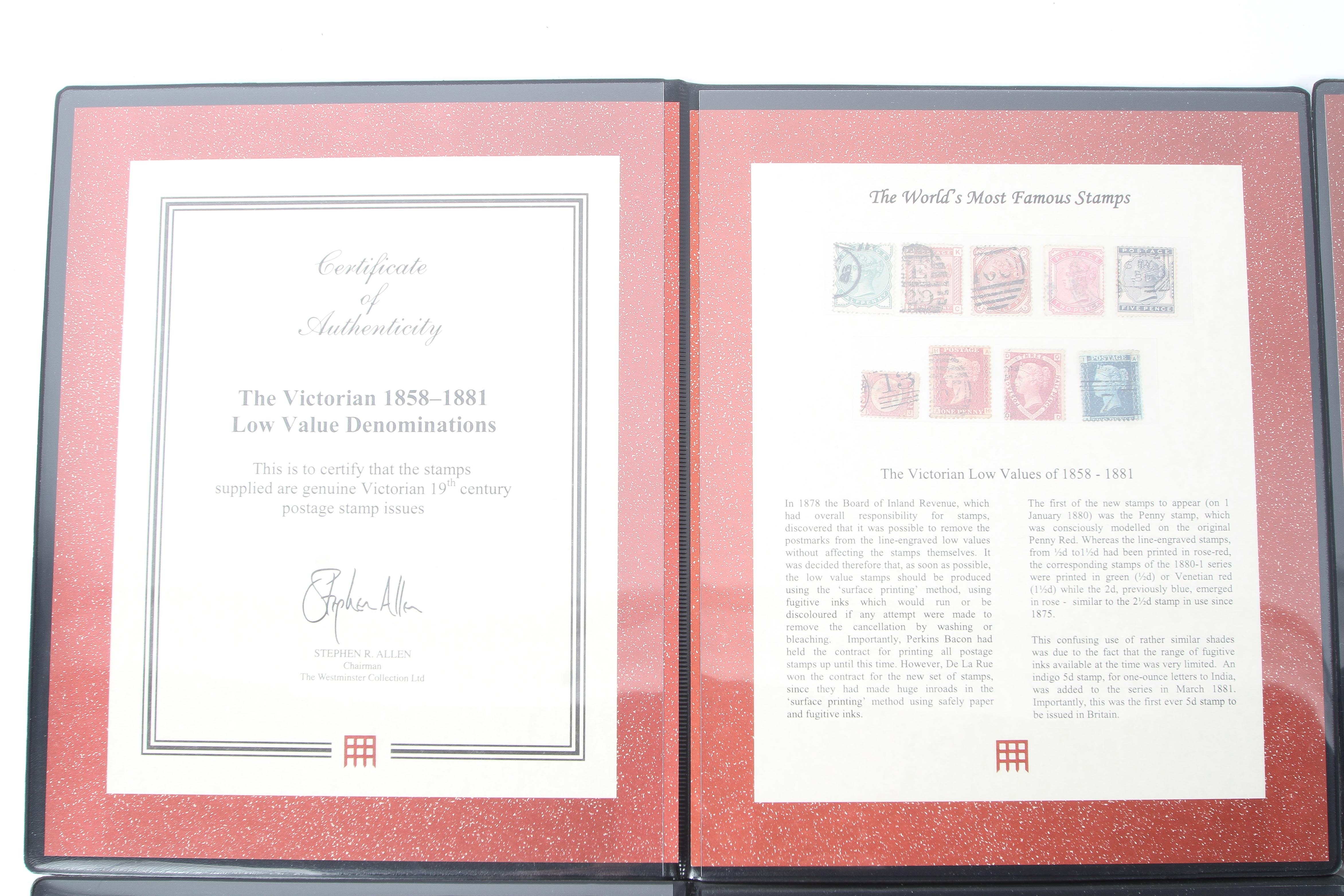 Six folders from the Westminster Collection Ltd of world famous stamps - Image 2 of 7