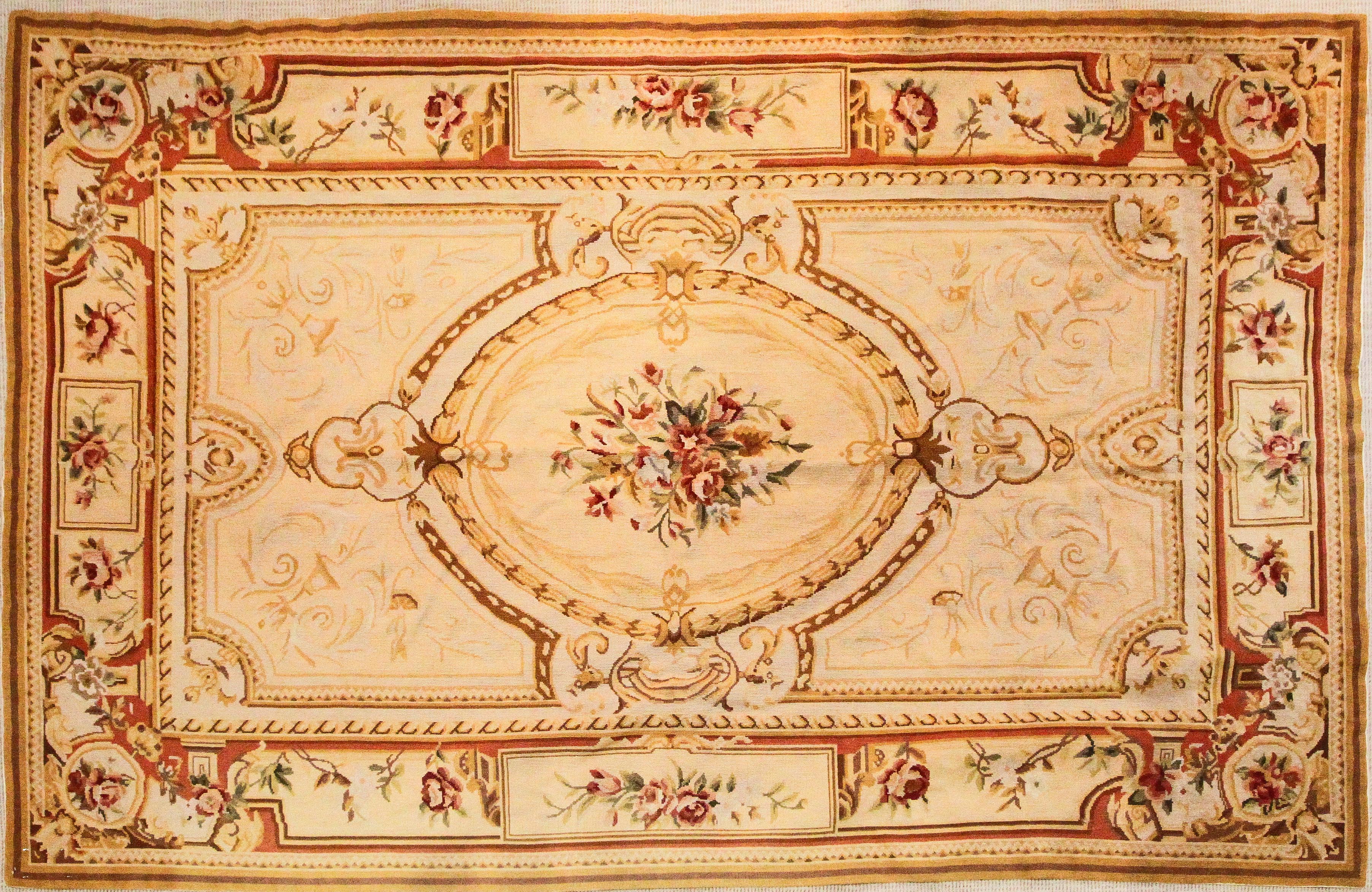 A Chinese wool Aubusson-style needlepoint rug,