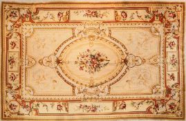 A Chinese wool Aubusson-style needlepoint rug,