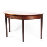 A 19th century mahogany D-end side table with inlaid banding to the frieze raised on square