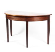 A 19th century mahogany D-end side table with inlaid banding to the frieze raised on square