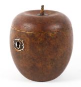A 20th Century apple wood teacaddy in the form of an apple,