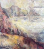 Virginia Hunt (British), oil on canvas, Pembrokeshire Coastline,