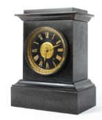 A late 19th century eight day slate mantle clock,