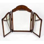 A 19th century mahogany framed arched top triptych dressing table mirror with original glass raised