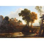 20th century, Continental School, Idyllic Pastoral landscape in the 18th Century, oil on canvas,