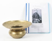 A 19th century brass spitoon and a folder of ephemera relating to William Arbuthnot CB and the 14th