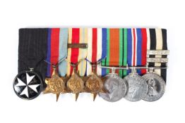 A group of seven medals including Order of St John, 1939-1945 Star, African Star and bar,
