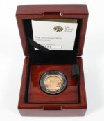 A Queen Elizabeth II 2016 Gold proof sovereign, 8g,