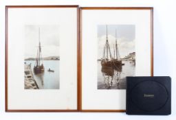 A pair of circa 1930 FG Kodak hand coloured photographs of Cornish sailing ships and an album of