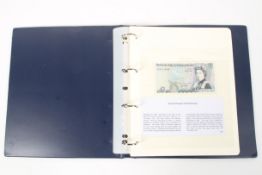 An album of seven English banknotes, comprising: three x £1 notes,