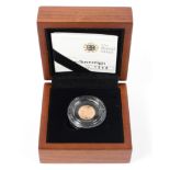 An Elizabeth II 2012 UK quarter sovereign in box with certificate