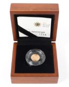 An Elizabeth II 2012 UK quarter sovereign in box with certificate