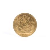 An Edwardian 1909 gold sovereign,