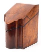 A Regency inlaid mahogany serpentine shaped knife box,