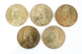 Five gilt Victoria crowns,