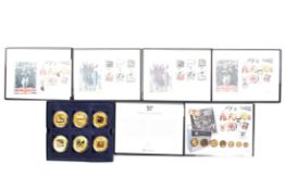 A Memories of the 60s Beatles covers, 2 stamp covers, 6 large gold plated coins,