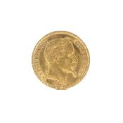 A 1863 20 franc gold coin