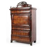 A 19 th century flame mahogany secretaire chest with acanthus pediment above a single drawer