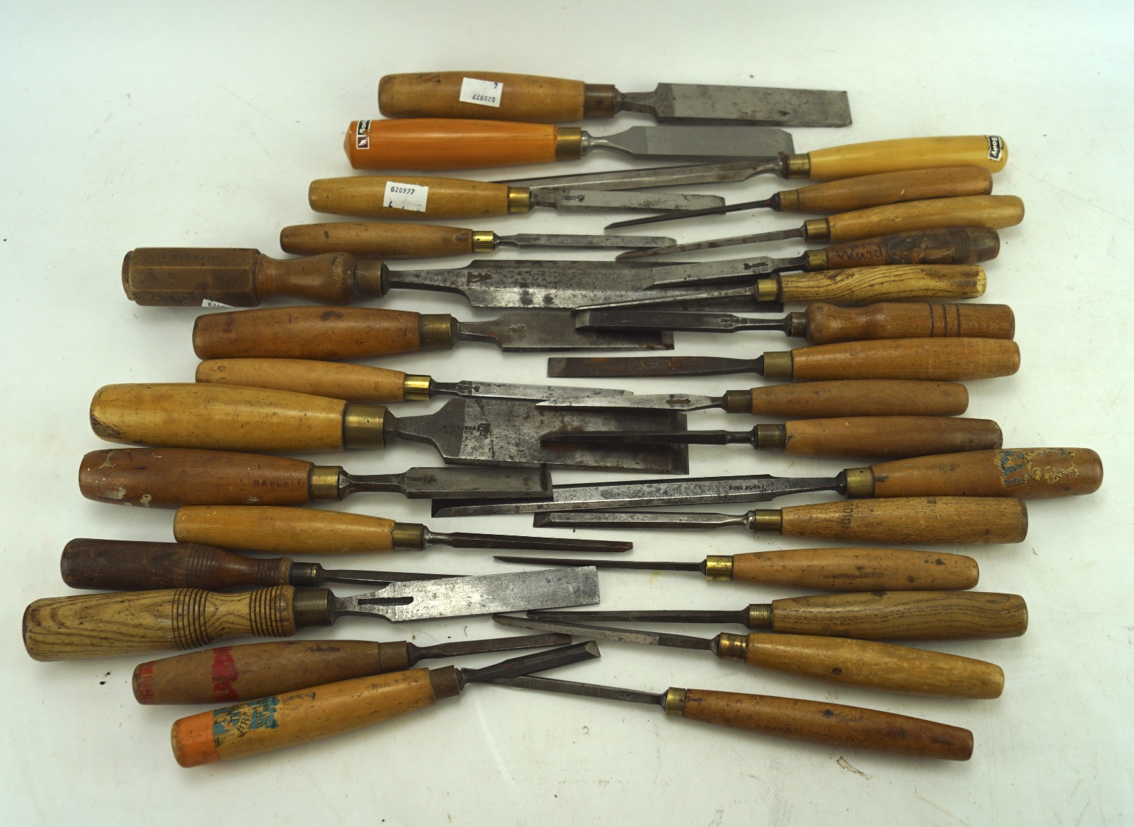 A collection of Sorby flat chisels, various ages,
