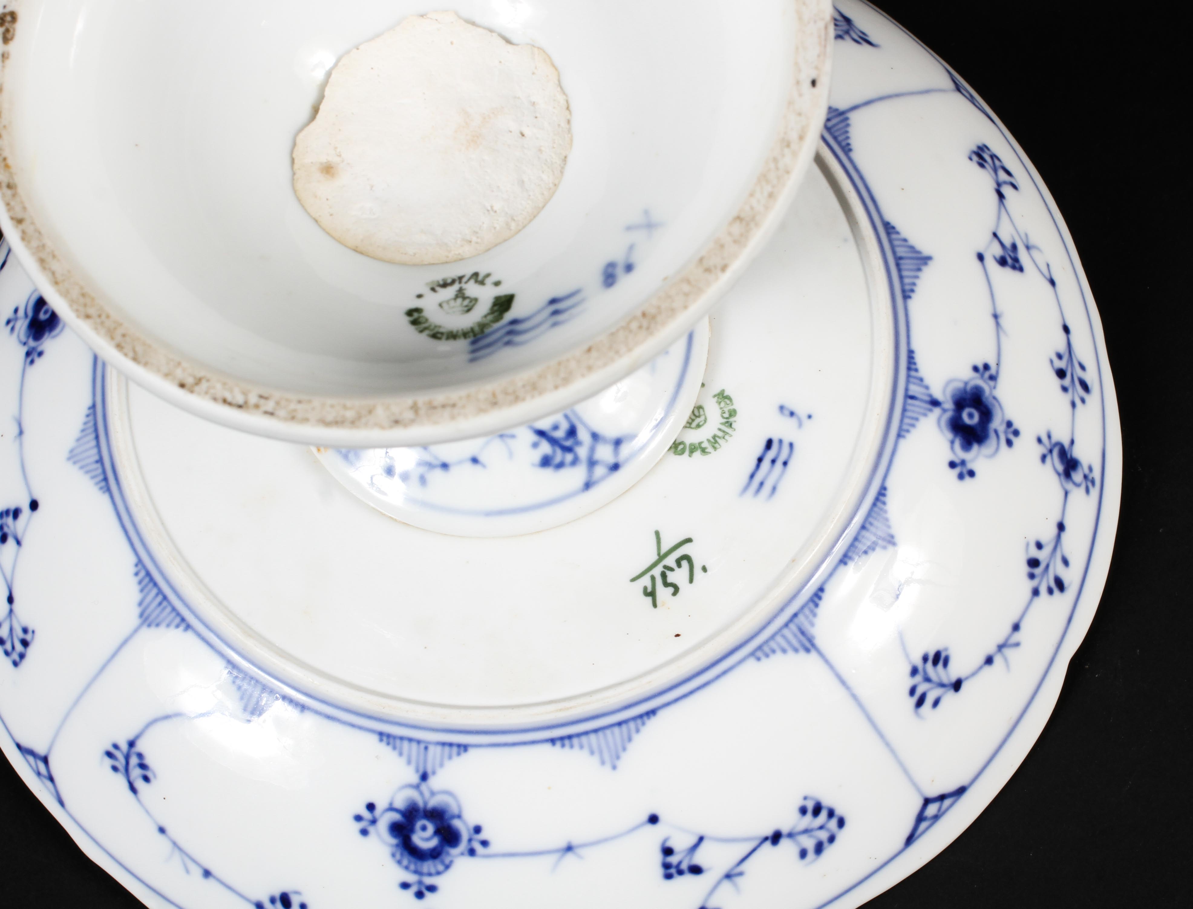 A Royal Copenhagen tazza, late 19th/early 20th century, printed green and blue marks, - Image 6 of 22