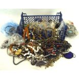 A quantity of vintage costume jewellery, including chains, ring,