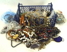 A quantity of vintage costume jewellery, including chains, ring,