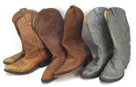 Three pairs of original Texas leather boots,