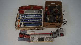 A collection of OO gauge tracks and accessories and a Novo train set