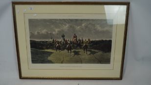 A large coloured print 'Mc Queen's Steeple Chasings', titled 'Green Sleeves Leads the Way',