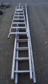 An extending two section aluminium ladder and a folding step ladder,