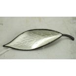 A David Anderson Norwegian sterling silver and white enamel leaf design brooch