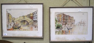 Shirley Machon, two 20th century watercolours depicting Venetian scenes,