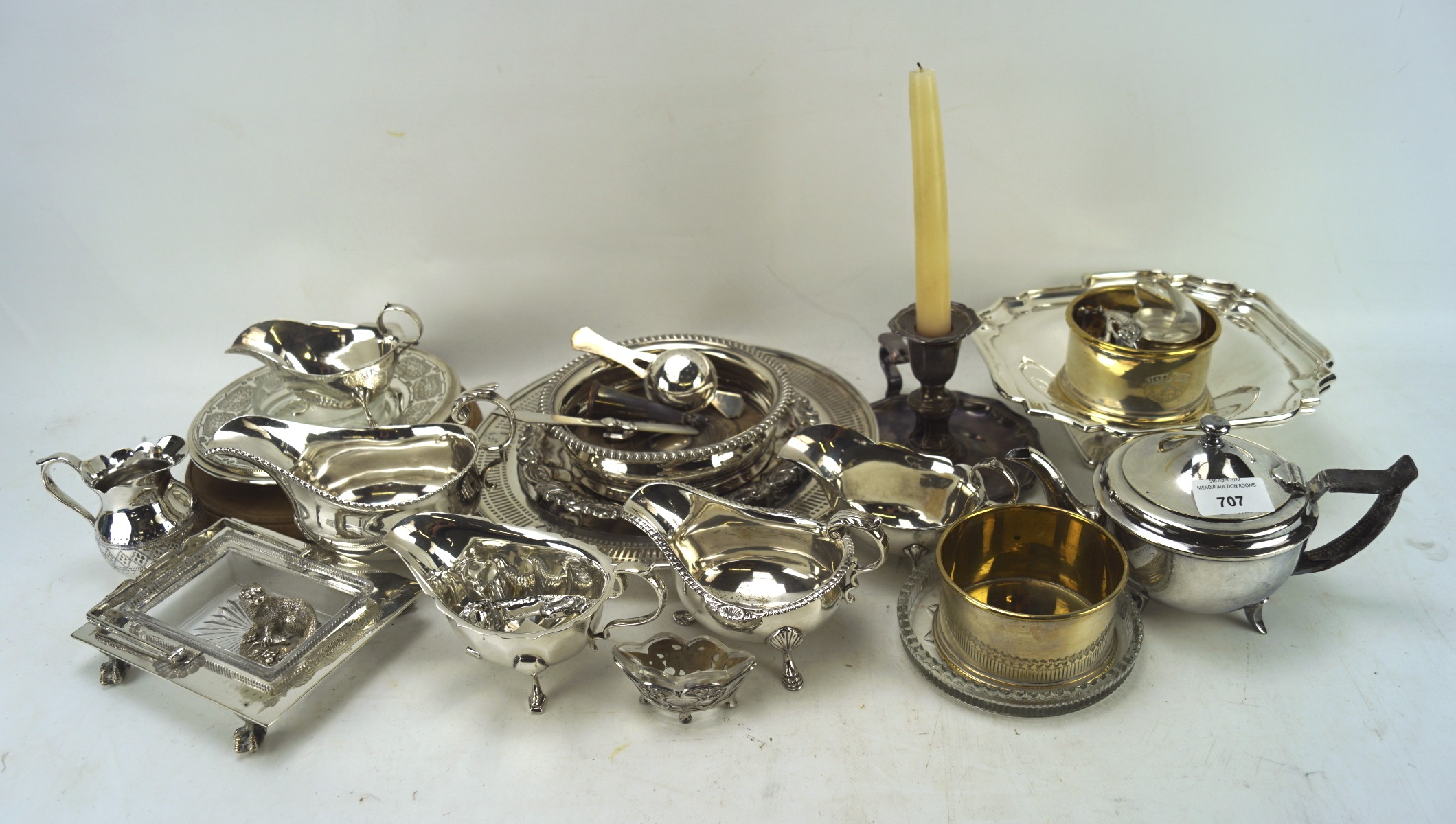 A large collection of silver plate and metal items