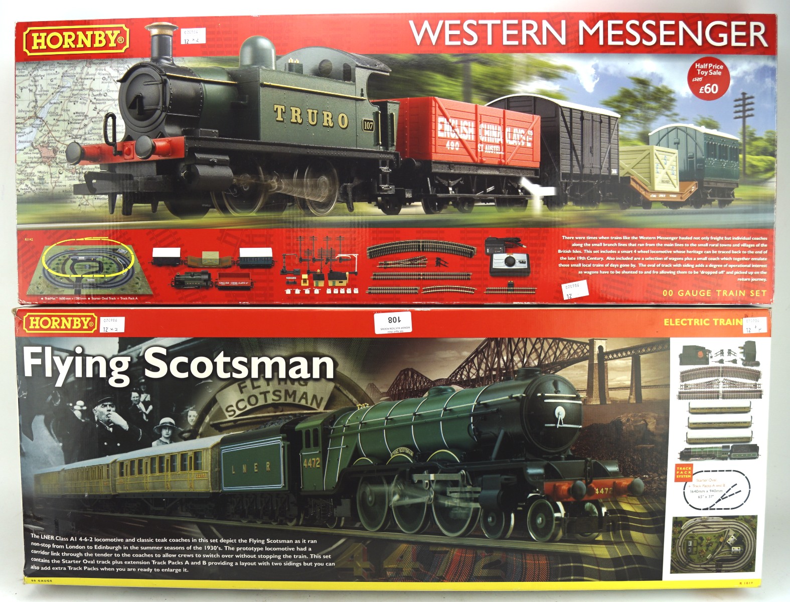 Two Hornby train sets; Western Messenger R1142 & Flying Scotsman R1019,